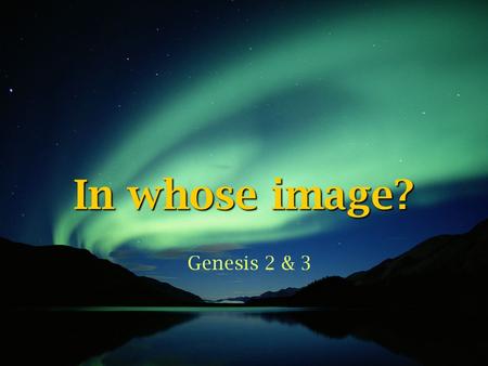 In whose image? Genesis 2 & 3.
