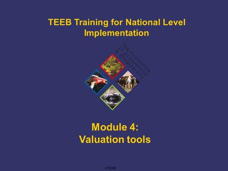 TEEB Training Module 4: Valuation tools TEEB Training for National Level Implementation ©TEEB.