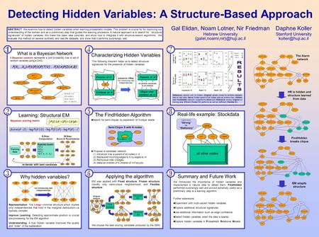 ABSTRACT: We examine how to detect hidden variables when learning probabilistic models. This problem is crucial for for improving our understanding of.