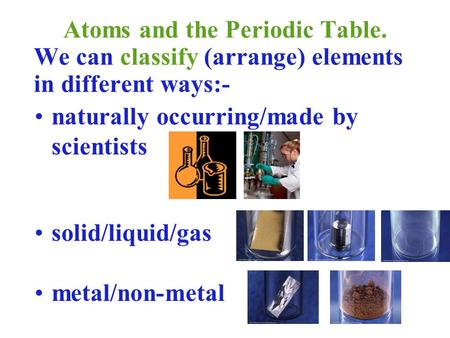 Atoms and the Periodic Table.