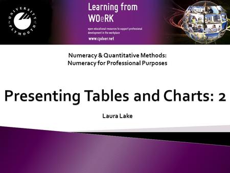 Numeracy & Quantitative Methods: Numeracy for Professional Purposes Laura Lake.