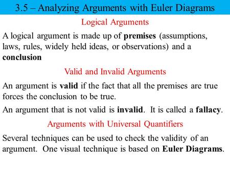 3.5 – Analyzing Arguments with Euler Diagrams