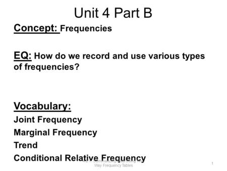 4.2.1: Summarizing Data Using Two-Way Frequency Tables