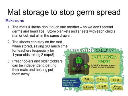 Mat storage to stop germ spread. Preschool mat storage Storage so the mats dont touch each other Create a system so the children can be independent in.