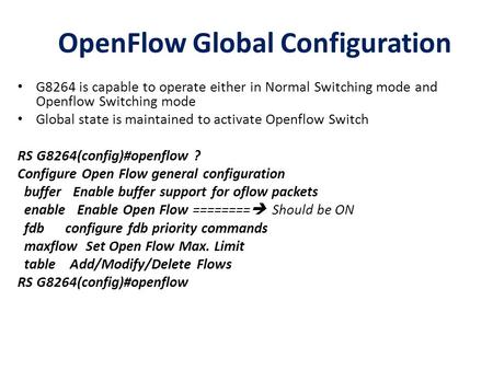 OpenFlow Global Configuration