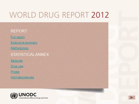REPORT Full report Executive summary Methodology STATISTICAL ANNEX Seizures Drug use Prices Illicit laboratories.