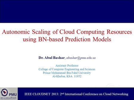 Autonomic Scaling of Cloud Computing Resources