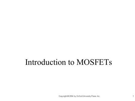 Introduction to MOSFETs
