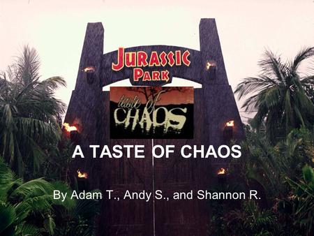 A TASTE OF CHAOS By Adam T., Andy S., and Shannon R.