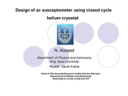Design of ac susceptometer using closed cycle helium cryostat