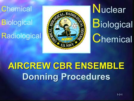 1-2-1 N uclear B iological C hemical AIRCREW CBR ENSEMBLE Donning Procedures Chemical Biological Radiological.