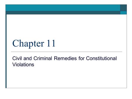 Civil and Criminal Remedies for Constitutional Violations