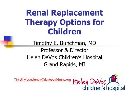 Renal Replacement Therapy Options for Children