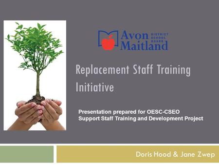 Replacement Staff Training Initiative Doris Hood & Jane Zwep Presentation prepared for OESC-CSEO Support Staff Training and Development Project.