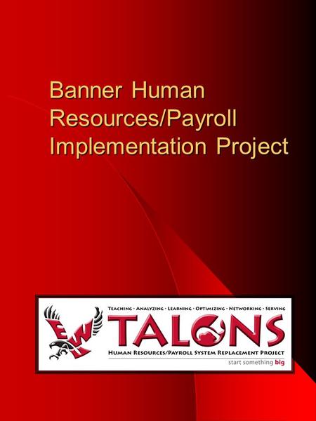 Banner Human Resources/Payroll Implementation Project.