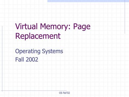 Virtual Memory: Page Replacement