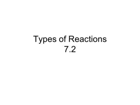 Types of Reactions 7.2.