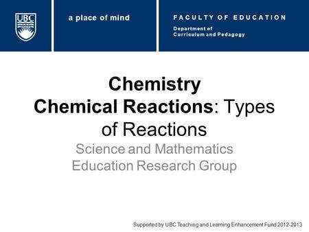 Chemistry Chemical Reactions: Types of Reactions