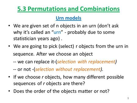 5.3 Permutations and Combinations