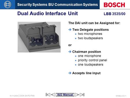Dual Audio Interface Unit LBB 3535/00