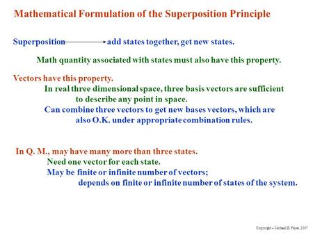 Mathematical Formulation of the Superposition Principle