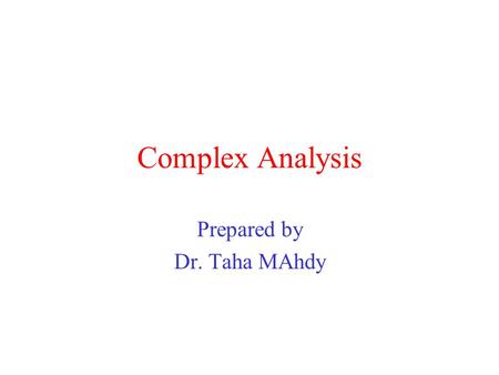 Prepared by Dr. Taha MAhdy
