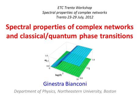 ETC Trento Workshop Spectral properties of complex networks