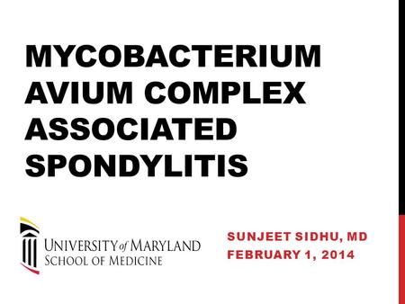 Mycobacterium Avium Complex Associated Spondylitis