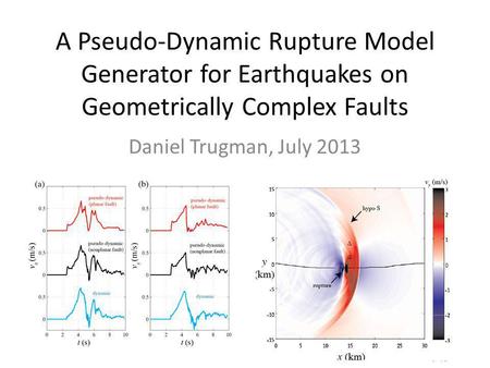 A Pseudo-Dynamic Rupture Model Generator for Earthquakes on Geometrically Complex Faults Daniel Trugman, July 2013.