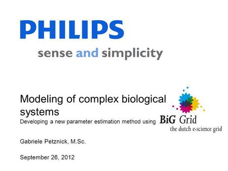 Modeling of complex biological systems Developing a new parameter estimation method using Gabriele Petznick, M.Sc. September 26, 2012.