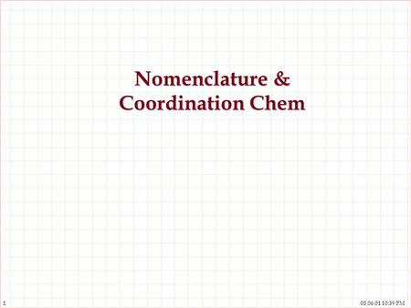 Nomenclature & Coordination Chem
