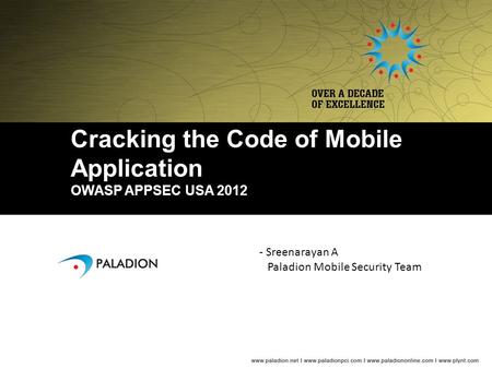 Cracking the Code of Mobile Application OWASP APPSEC USA 2012