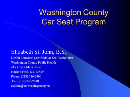 Washington County Car Seat Program