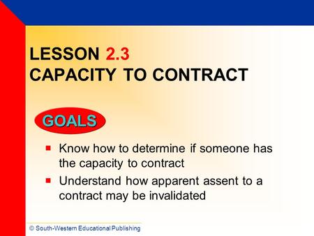 LESSON 2.3 CAPACITY TO CONTRACT