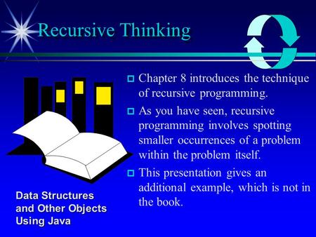Chapter 8 introduces the technique of recursive programming. As you have seen, recursive programming involves spotting smaller occurrences of a problem.