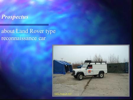 Prospectus about Land Rover type reconnaissance car.