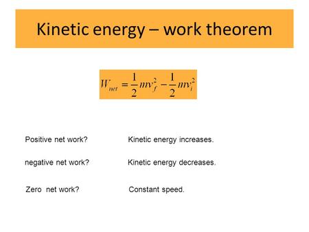 Kinetic energy – work theorem