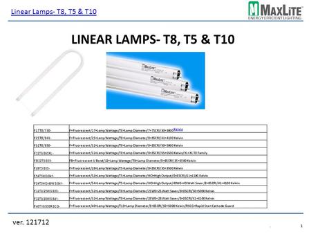 Linear Lamps- T8, T5 & T10 Linear Lamps- T8, T5 & T10 ver