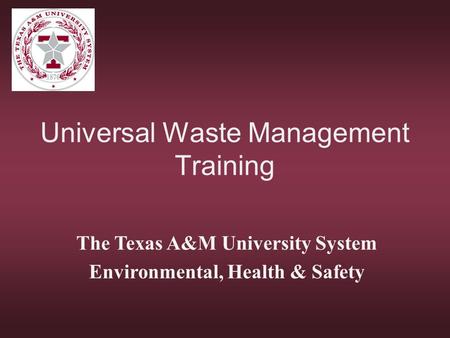 Universal Waste Management Training