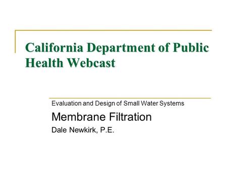 California Department of Public Health Webcast