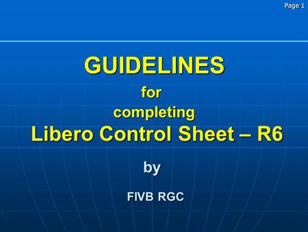 Libero Control Sheet – R6