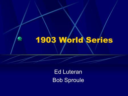 1903 World Series Ed Luteran Bob Sproule Exposition Park Map.