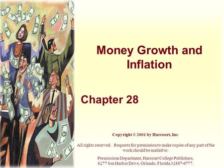 Money Growth and Inflation Chapter 28 Copyright © 2001 by Harcourt, Inc. All rights reserved. Requests for permission to make copies of any part of the.