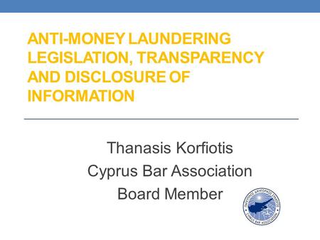 Thanasis Korfiotis Cyprus Bar Association Board Member