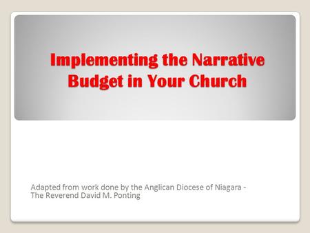 Implementing the Narrative Budget in Your Church