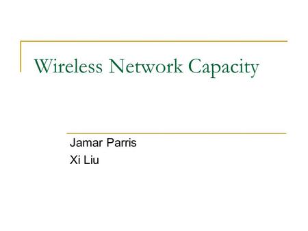 Wireless Network Capacity