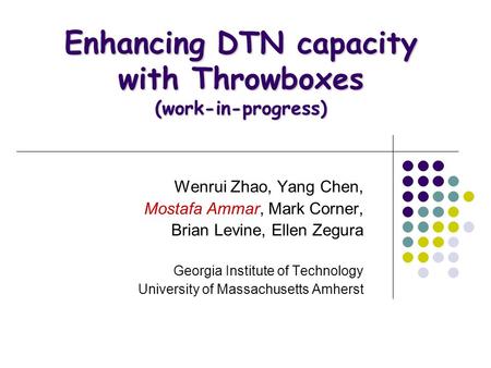 Enhancing DTN capacity with Throwboxes (work-in-progress)