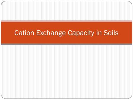 Cation Exchange Capacity in Soils