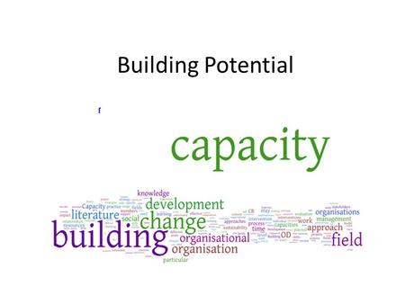 Building Potential. What is capacity? Specific aspects of the functioning of an organisation (often referred to as functionalities) such as finance, human.