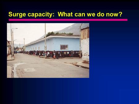 Surge capacity: What can we do now?. Surge capacity? Do we need a disaster to make it happen? The morning report vs. ED holds.
